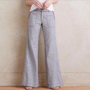 Anthropologie Pilcro Wide Leg Linen Gray Pants